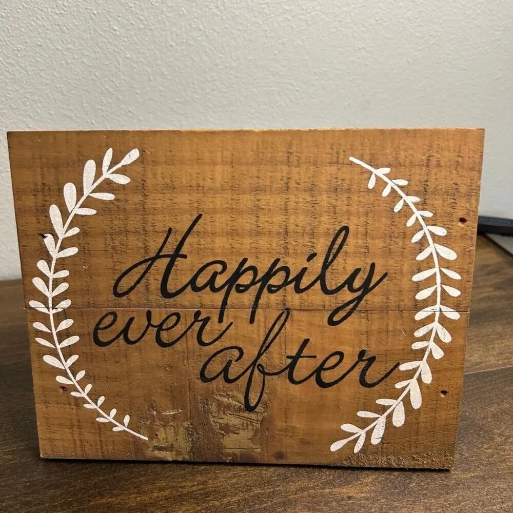 Rustic Wedding Decor Wooden Sign Plaque Happily Ever After Shabby Chic 9